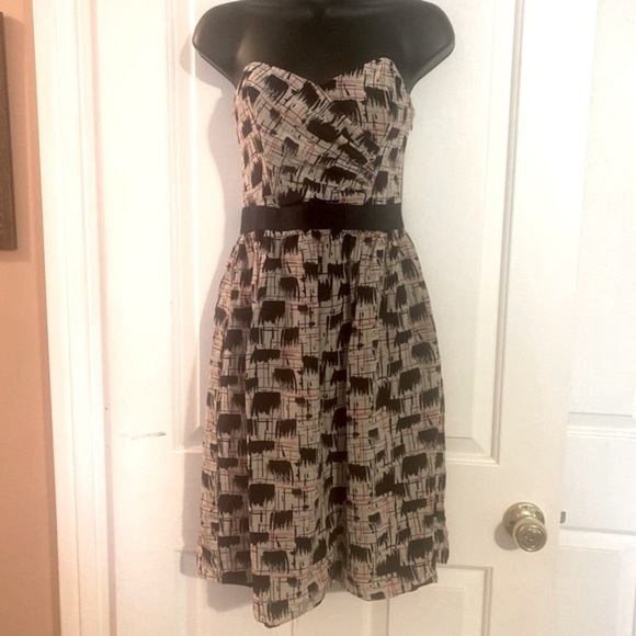 “BURLAPP” ANTHROPOLOGIE Silk Strapless Dress - Picture 3 of 15